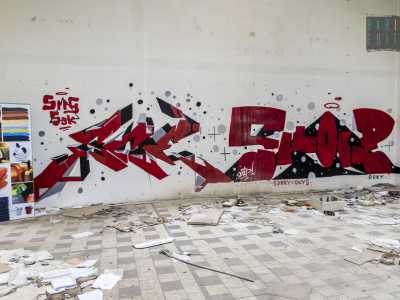 Le opere di Skolp, un artista che ha lasciato numerose testimonianze del suo passaggio nell'edificio